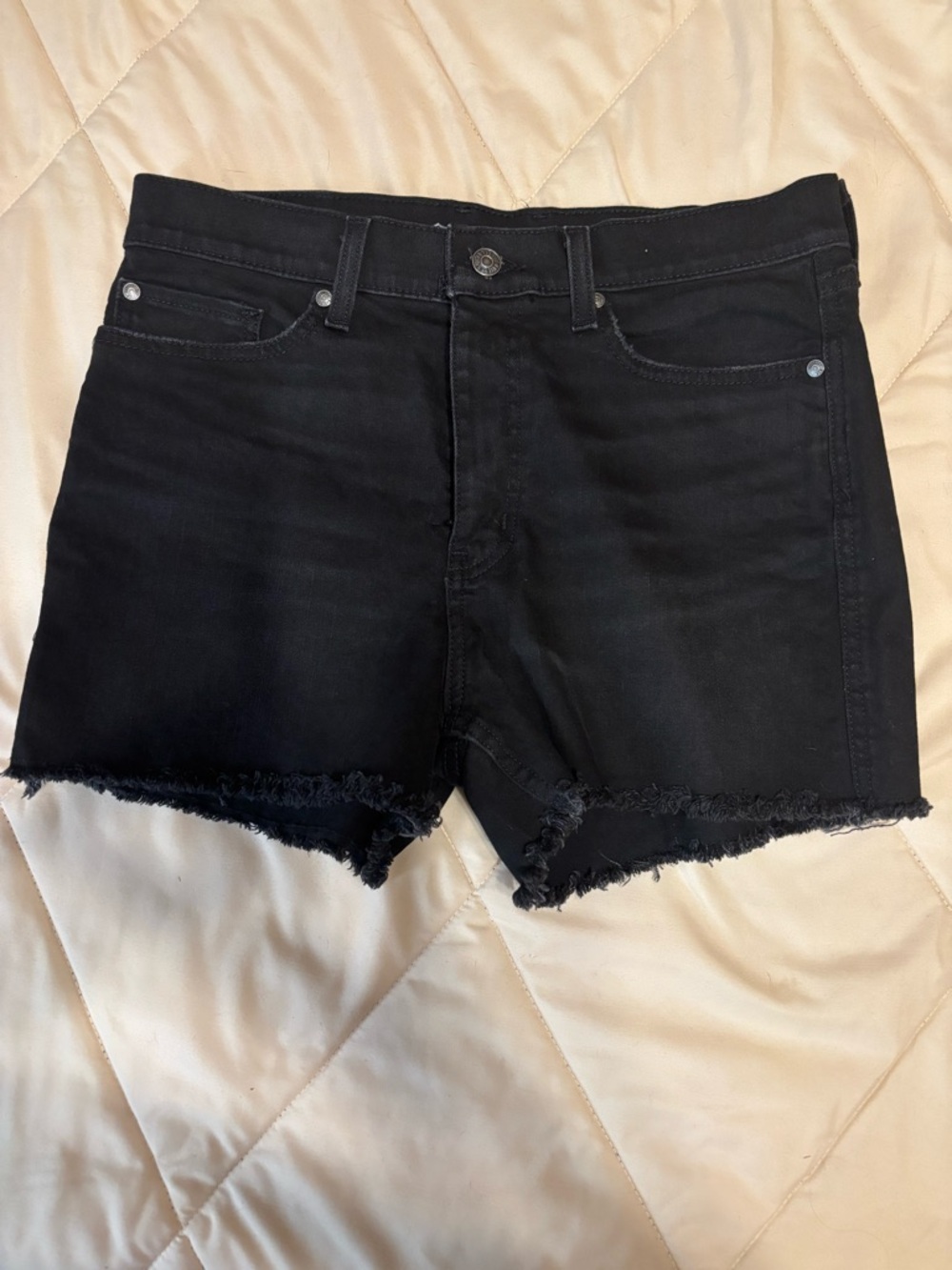 Harley-Davidson Black Frayed Hem Jean Cutoff Shorts